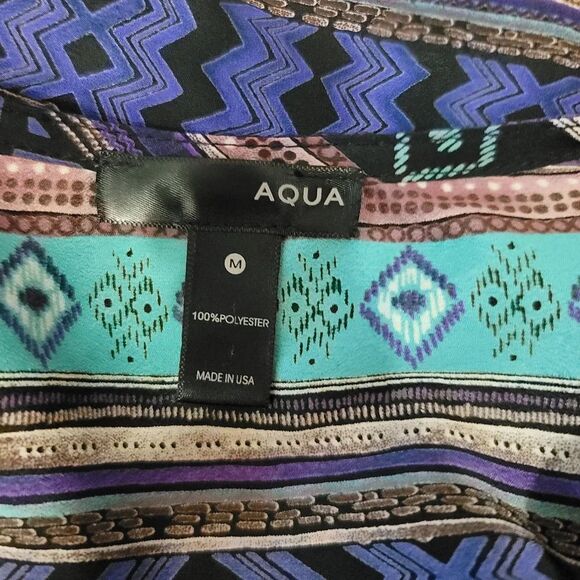 NEW Aqua Southwestern Striped Sleeveless Button Down Belted Shirt Dress Size Med - Picture 8 of 12